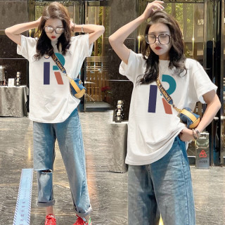 白色纯棉短袖t恤女2026薄款爆款洋气大码宽松中长款女士上衣