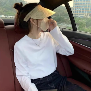 休闲白色短袖t恤T恤女款新款大码纯棉打底衫宽松时尚洋气长袖上衣