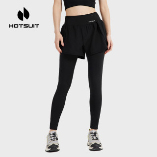 HOTSUIT 防走光假两件外穿收腹显瘦紧身长裤跑步健身瑜伽女