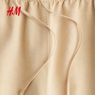 H&M HM休闲裤夏季女装亚麻混纺七分裤1259104