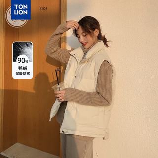 唐狮 简约经典马甲羽绒服女 石膏白 S
