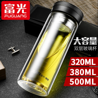富光 FGA)玻璃杯双层大容量喝水杯子男女车载便携简约泡茶简
