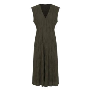 限尺码：Massimo Dutti 女士竖条褶皱肌理深V无袖连衣裙