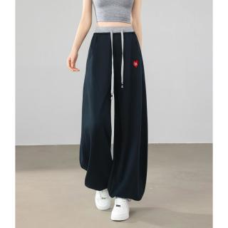 I.T izzue桃心美式两穿卫裤女高腰撞色拼接阔腿束脚休闲运动裤