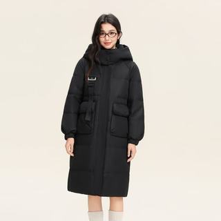 雪中飞 8056-30684F 鸭绒 连帽中长款 黑色 S 女士羽绒服