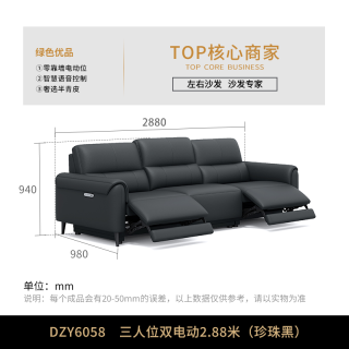 左右家私 黑珍珠系列 6058 奢选半青皮 智能沙发 2.88m