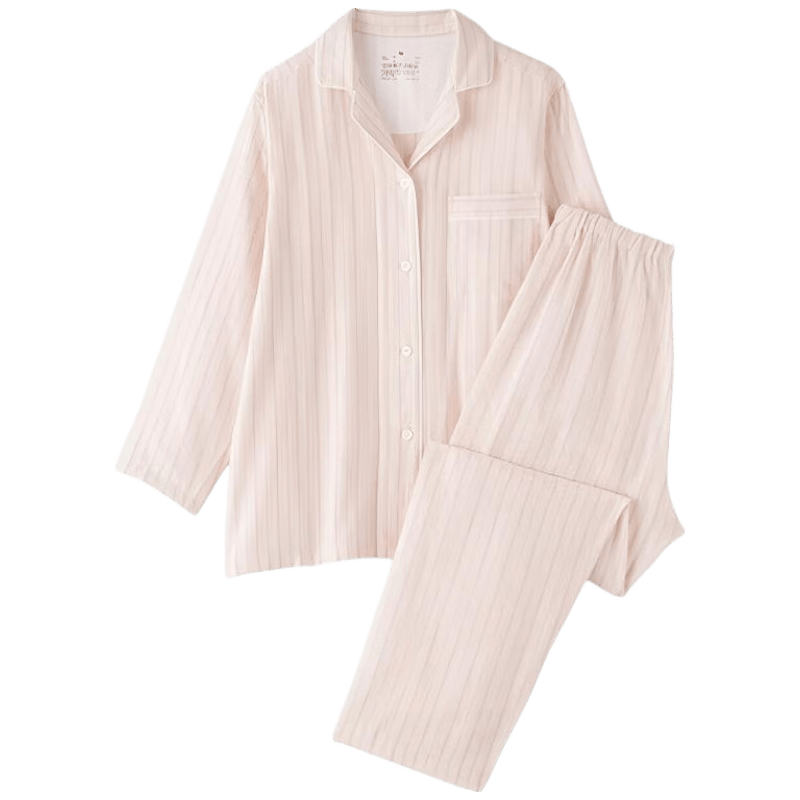 MUJI/無印良品 女式无侧缝双层纱织睡衣家居服套装