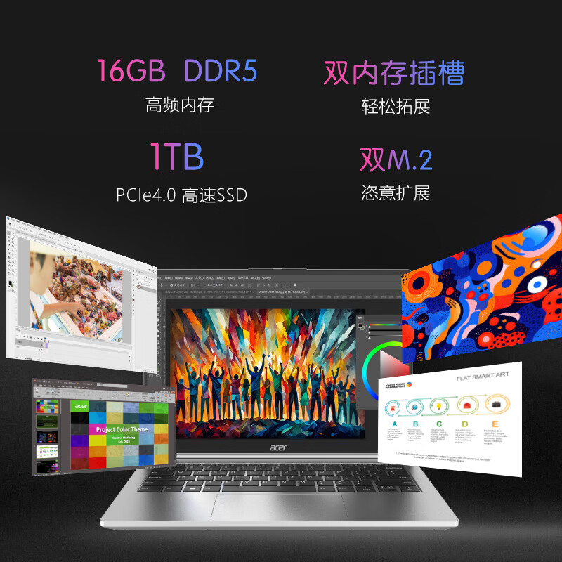 宏碁 非凡Go Pro 14英寸 Core5-210H 笔记本电脑