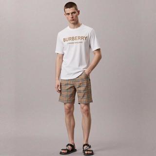 BURBERRY 男款印花圆领徽标短袖T恤