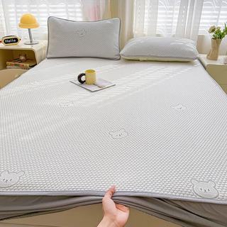 无印良品 A类冰丝凉感 床笠三件套 180*200cm+枕套*2 冰皮熊-灰