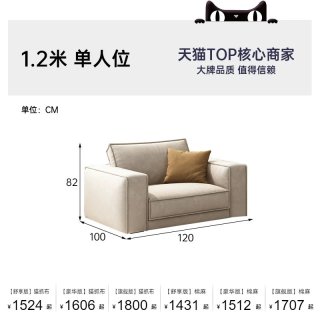 帕沙曼 DA50673R直排沙发 1.2米单人位 奶油风绒