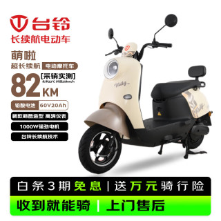 台铃 60公里长续航 电动摩托车 铅酸电池 丛林棕