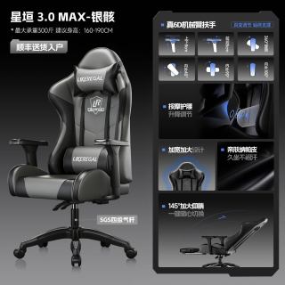 杰庭 星垣3.0Max G37-JT-2 人体工学电脑椅 银骸 无搁脚
