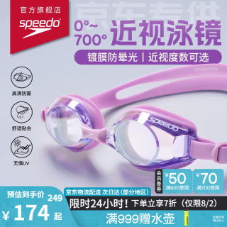 速比涛 京速系列高清防雾镀膜近视泳镜 紫色 400度