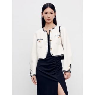 太平鸟 女装短外套小个子小香风女春质感百搭时尚 白色 XL