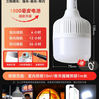 温唯 WW001 USB充电灯泡 1800mAh 白光