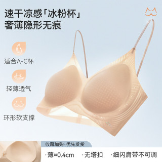 多情猫 原创冰粉杯凉感速干粉底液内衣女小胸聚拢女夏薄款文胸无痕