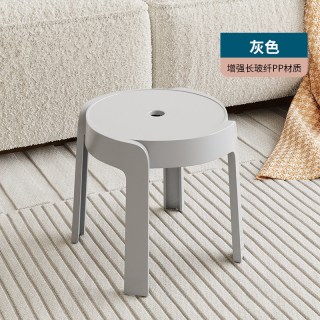 万虎 塑料凳子家用加厚餐椅黑色风车圆板凳可叠放餐桌凳出租房用小椅子