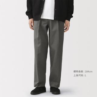無印良品 MUJI 男式 丝光斜纹抽褶宽版裤