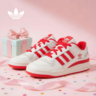 adidas 三叶草系列 男女 FORUM LOW CL 休闲鞋 JQ1533 白/红 37