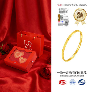 中国珠宝 黄金满天星手镯时尚足金镯子手环金饰纪念日生日礼物送女友送老婆
