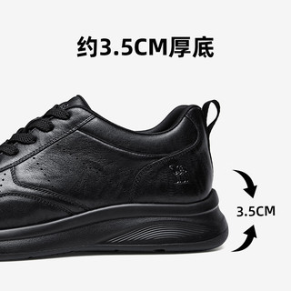 骆驼 G15A220076 透气真皮软底 黑色 38 男士休闲鞋