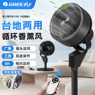 格力 电风扇涡轮对流换气扇台式桌面小风扇广角摇头台地交流遥控款 1902Bg3