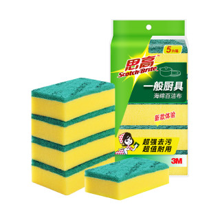 3M 思高百洁布刷碗布厨房家用男女洗碗海绵清洁百洁擦酒店餐饮去污 一般厨具5片装*1包