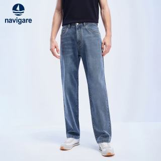 navigare 小帆船男士凉感微阔牛仔裤通勤休闲长裤1312575504