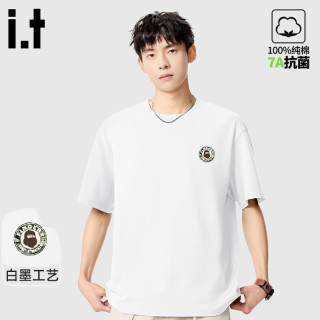 fingercroxx it纯棉短袖t恤男2026夏季简约高级感休闲百搭情侣半袖 白 XL
