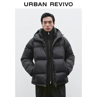 UR UR冬季新款男装琥珀流光风休闲机能连帽羽绒服UMT150010 黑色 XS