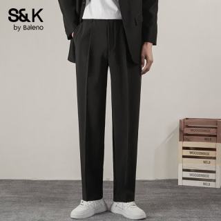 班尼路S&K西裤男士夏季薄款直筒休闲裤子男灰色垂感宽松西装潮流长裤男 黑色 XL 