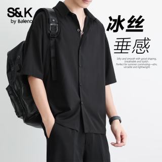 班尼路 S&K系列男士简约薄款衬衫2026夏季男休闲宽松垂感商务男装短袖