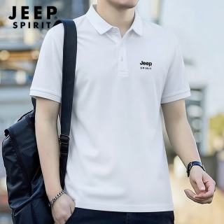 JEEP SPIRIT 短袖t恤男速干polo衫男夏季冰丝透气休闲运动翻领上衣 白色XL