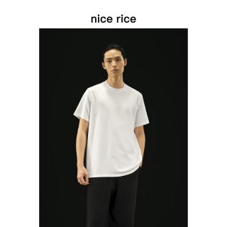 nice rice 好饭 r.系列全棉针织休闲基础简约休闲小领口圆领打底短袖内搭T恤 白色（220克） 2XL