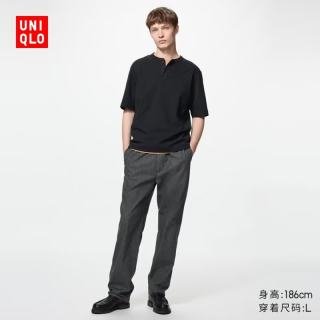 优衣库 弹力棉质舒适九分裤/牛仔风格加长款男装/休闲裤裤子491891 08 深灰色 L