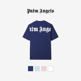 Palm Angels 短袖T恤男2026新款logo宽松时尚情侣装圆领休闲潮牌 蓝色 XL