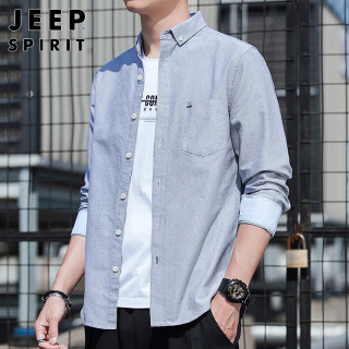JEEP SPIRIT 吉普长袖衬衫男休闲外套男装春秋季衬衣男士纯棉潮流衣服