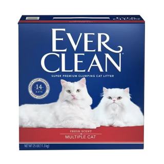 铂钻 EverClean）美国EverClean蓝色铂钻猫砂25磅猫沙红紫绿白标膨润土 红标清香多猫 25磅