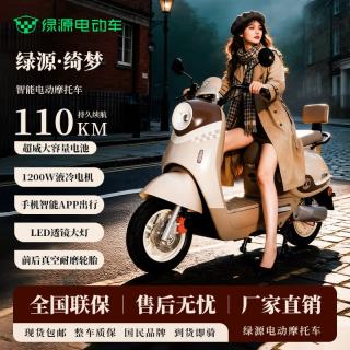 绿源 长续航 电动摩托车 卡其色 60V21Ah全新超威电池-