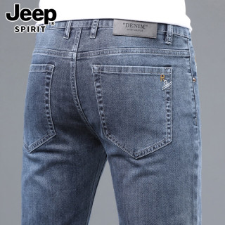 JEEP SPIRIT 牛仔裤男士夏季新款潮牌弹力修身直筒商务高端百搭长裤子男
