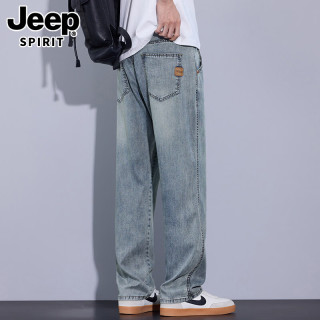 JEEP SPIRIT 牛仔裤男士夏季薄款潮牌水洗复古宽松直筒垂感百搭休闲长裤男