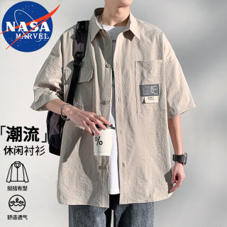 NASA MARVEL 男士短袖衬衫 翻领潮流外套