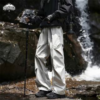 顶峰保罗 户外工装裤男夏季美式直筒显高宽松百搭褶皱休闲裤DGM60浅灰色2XL