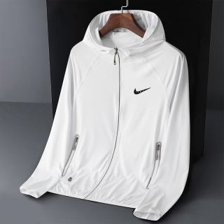 NIKE 夏季新款冰丝透气防晒服户外男女连帽防晒衣 男白色 M