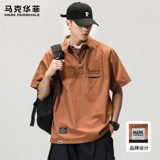 马克华菲 男士夏季新款POLO衫冰丝薄款短袖美式潮牌工装翻领时尚百搭上衣男