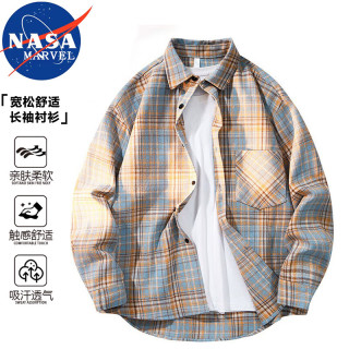 NASA MARVEL 男士长袖衬衫 户外休闲宽松透气情侣装