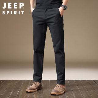 JEEP SPIRIT 吉普休闲裤男春夏季韩版裤子男士商务弹力直筒男裤 黑色 32