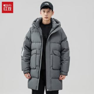 Hodo 羽绒服男中长款2025新款冬季韩版简约连帽户外冬装外套 灰色 2XL 185/100A