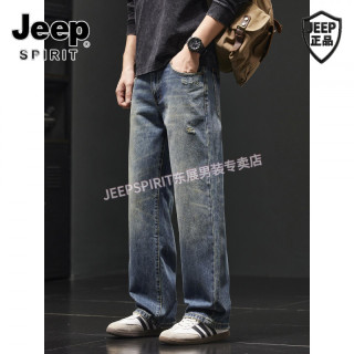JEEP SPIRIT Jeep吉普 男士牛仔裤 做旧刮烂秋冬款休闲裤
